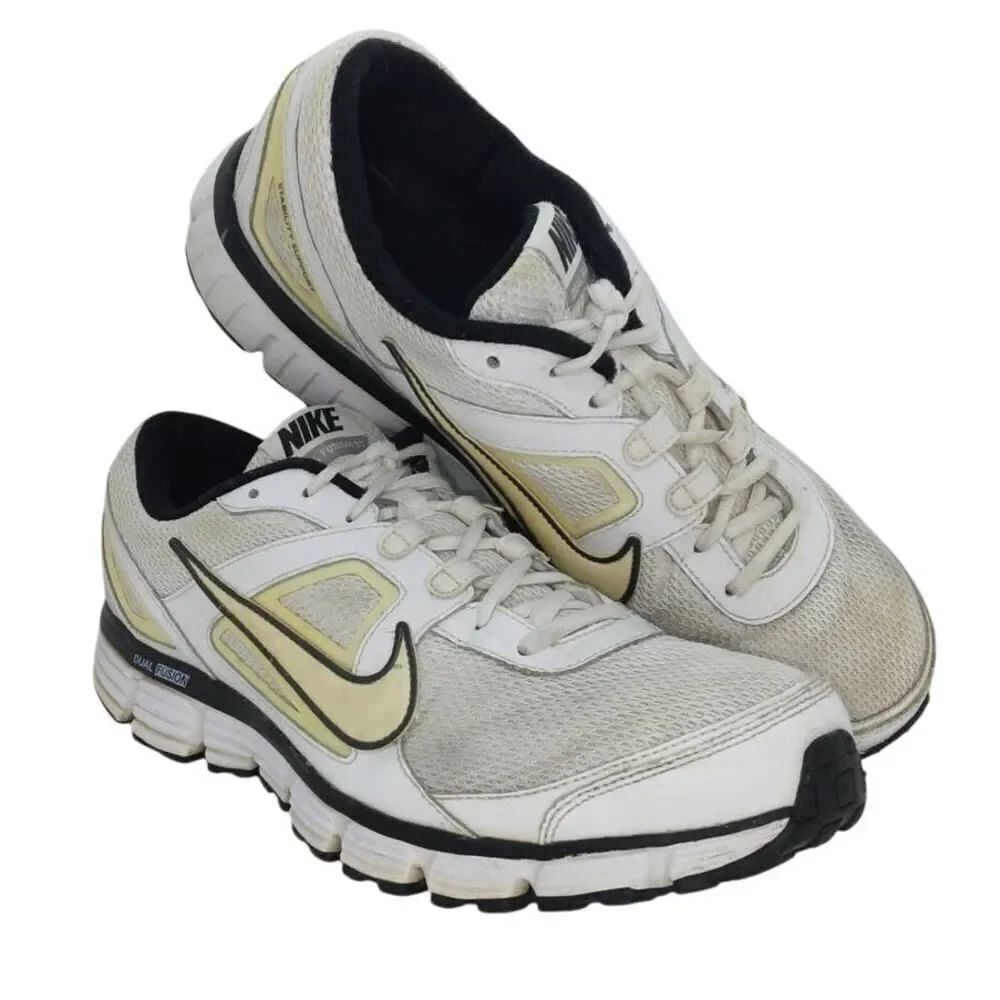 Nike Dual Fusion ST Men's Pre-owned White/Yellow Athletic Sneakers - sz. 12 1/2